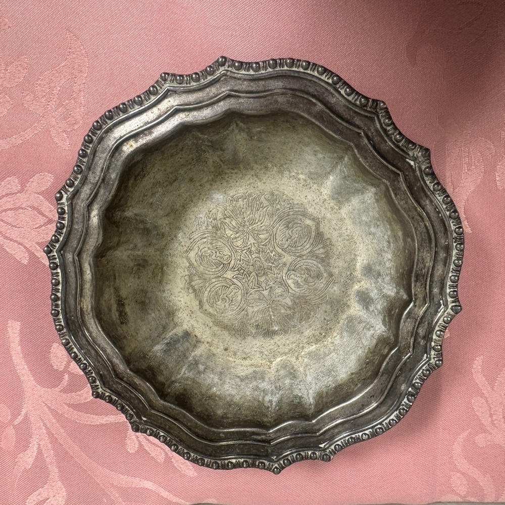 Vintage Avon Silverplate Scalloped Bowl Etched Floral Made in Italy 6 Inch